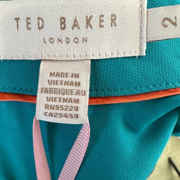 NWT Ted Baker London Cormier Turquoise Dress Cut Out Fluted Shift Size 4/6 - Picture 7 of 12